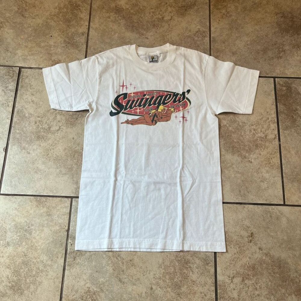 Vintage 90s Pancho Swingers Club De Playa Cozumel Mexico Tee White size S